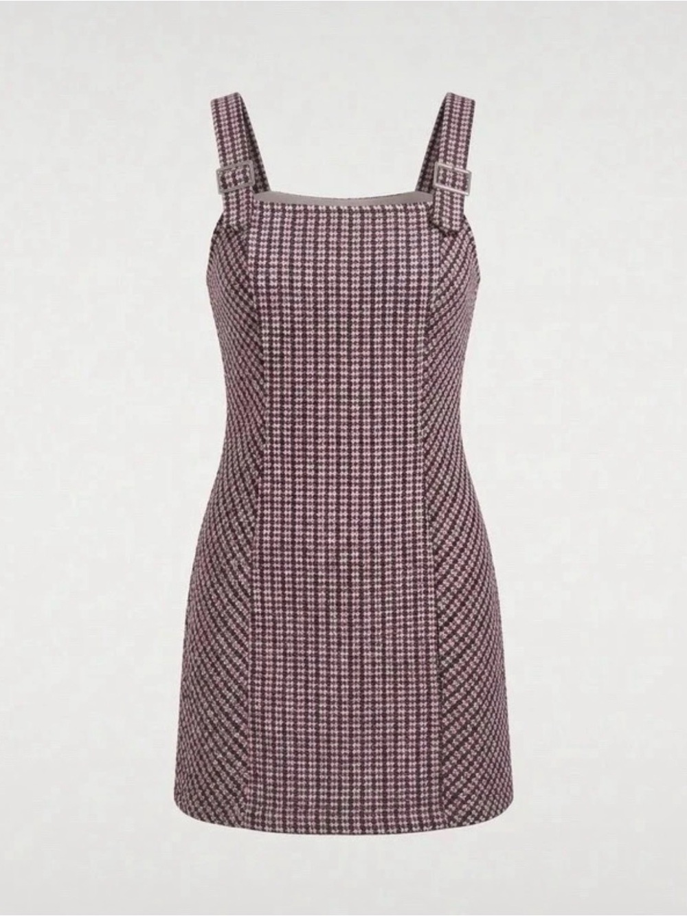 Pink Houndstooth Pinafore Dress